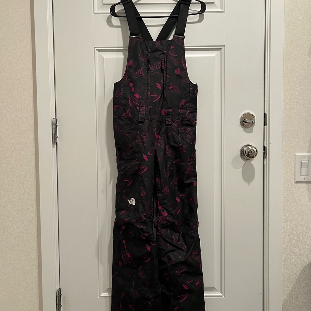 The North Face Black and Pink Snow Bib